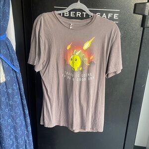 Graphic Tee with Sun Design - Gray